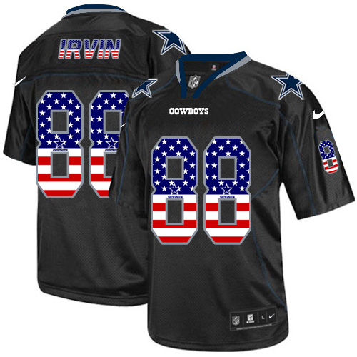 Nike Cowboys #88 Michael Irvin Black Men's Stitched NFL Elite USA Flag Fashion Jersey - Click Image to Close